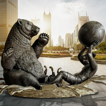 The Polar Bear and Dogman Wanted Everyone to Stay Cool (Bronze Sculpture)