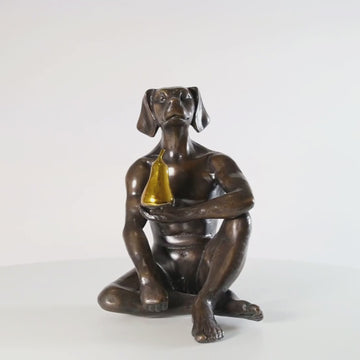 Dogman Grew a Pear (Bronze Sculpture, Miniature)