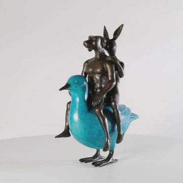 They Were Like Birds of a Feather So They Stuck Together (Bronze Sculpture, Miniature Collection)