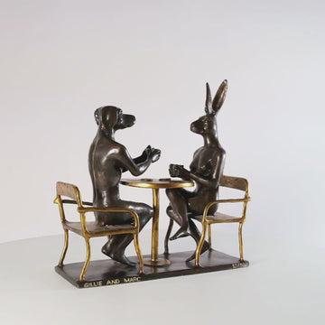 They Drank Coffee All Day and All Night (Bronze Sculpture, Miniature Collection)