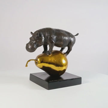 The Hippo Was Just Pearfect (Bronze Sculpture, Small)