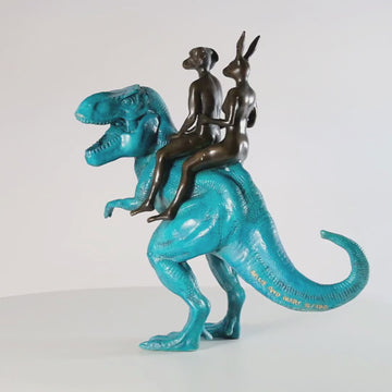 The T-Rex Riders (Bronze Sculpture, Miniature Collection)