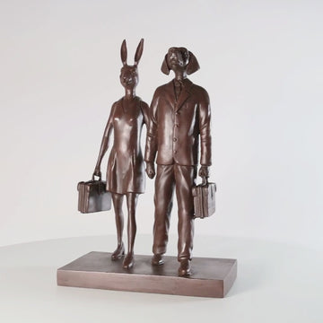They Loved Travelling as Much as They Loved Each Other (Bronze Sculpture, Miniature)