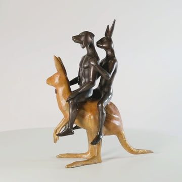 They Hopped into an Adventure of a Lifetime (Bronze Sculpture, Miniature Collection)