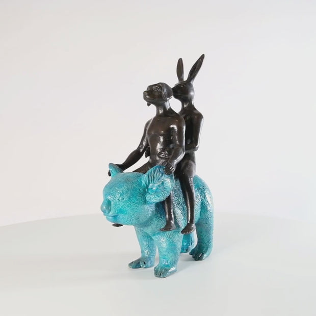 They Loved Koalas (Bronze Sculpture, Miniature Collection