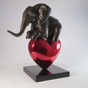 Elephant with a Heart (Bronze Sculpture)