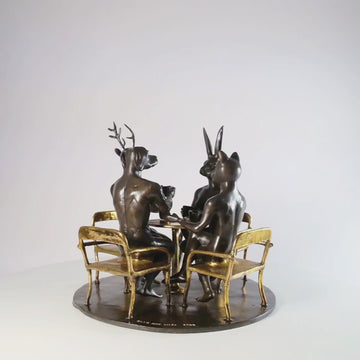 Coffee Table Friends (Bronze Sculpture)