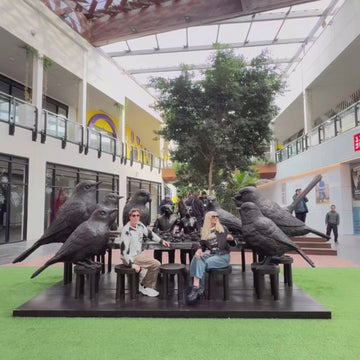 All Birds were Welcomed to Feast with Rabbitwoman and Dogman (Bronze Sculpture)