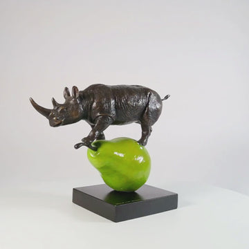The Rhino Was Just Pearfect (Bronze Sculpture, Small)