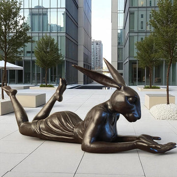 Rabbitwoman Had the Whole World in Her Hands (Bronze Sculpture)