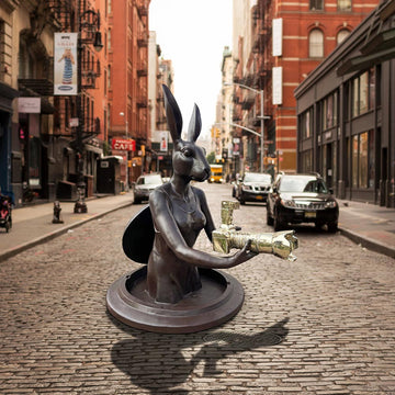 Watch Out for Paparazzi Rabbit (Bronze Sculpture, Large)