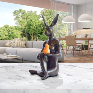 Rabbitwoman Grew an Orange Pear (Bronze Sculpture, Miniature)