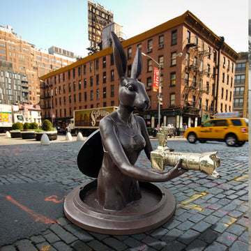 Watch Out for Paparazzi Rabbit (Bronze Sculpture, Large)