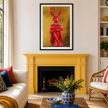 Lost Rabbit in Red and Gold (Print)