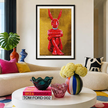 Lost Rabbit in Red and Gold (Print)