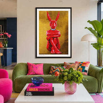 Lost Rabbit in Red and Gold (Print)