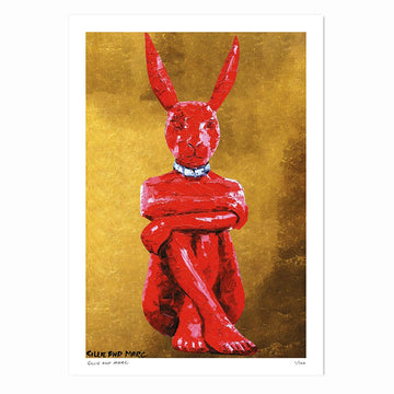 Lost Rabbit in Red and Gold (Print)
