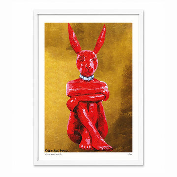 Lost Rabbit in Red and Gold (Print)