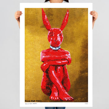 Lost Rabbit in Red and Gold (Print)
