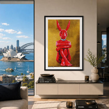 Lost Rabbit in Red and Gold (Print)