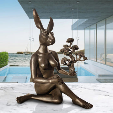 Rabbitwoman and the Bonsai (Bronze Sculpture)