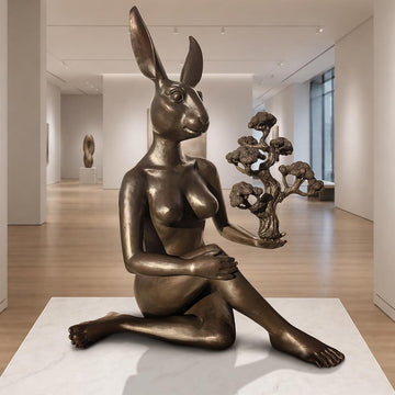 Rabbitwoman and the Bonsai (Bronze Sculpture)