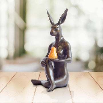 Rabbitwoman Grew an Orange Pear (Bronze Sculpture, Miniature)