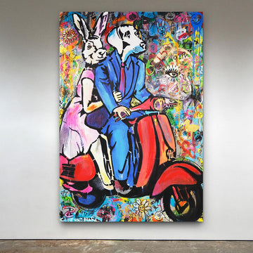 Red vespa on speed (Original Painting)