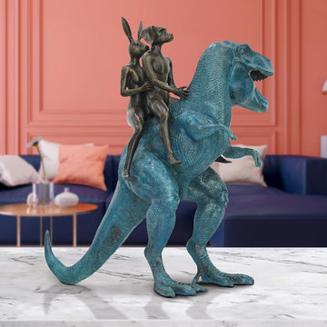The Big T-Rex Riders on a Mission (Bronze Sculpture)