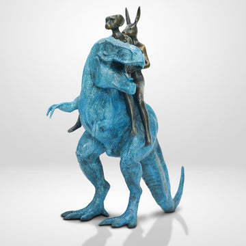 The T-Rex Riders on a Mission (Bronze Sculpture, Miniature Collection)