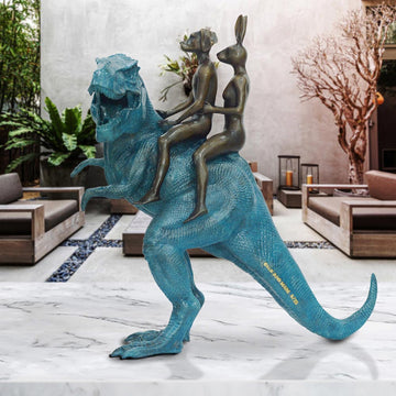 The Big T-Rex Riders on a Mission (Bronze Sculpture)