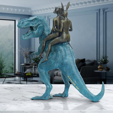 The Big T-Rex Riders on a Mission (Bronze Sculpture)