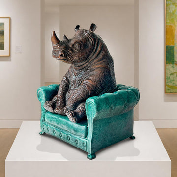 Rhino Sat with Hope (Bronze Sculpture, Small)