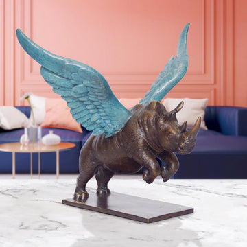 Up, Up and Away Rhino (Bronze Sculpture)