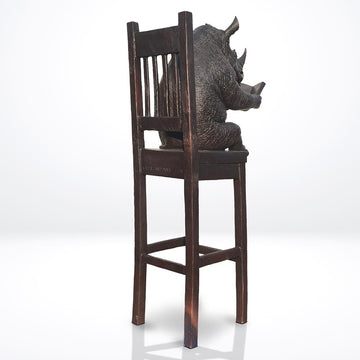 Rhino Above It All, Lost in a Good Story (Bronze Sculpture, Mid-Size)