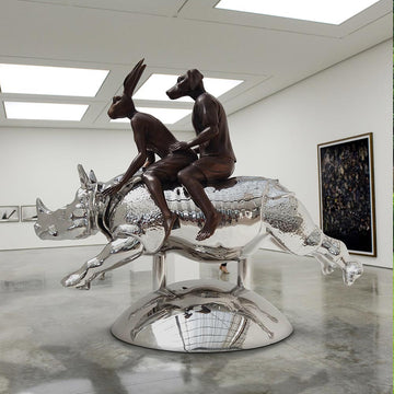 Rhino Flying High (Bronze Sculpture)