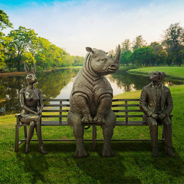 The White Rhino Bench of Friendship (Bronze Sculpture)