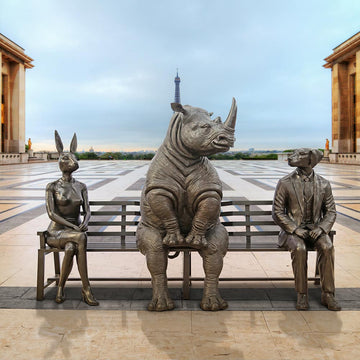 The White Rhino Bench of Friendship (Bronze Sculpture)