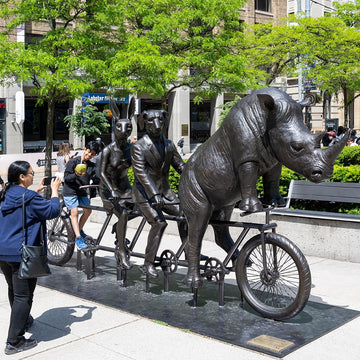 He Was on a Ride to a Safer Place with Rabbitwoman and Dogman (Bronze Sculpture)