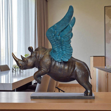 Up, Up and Away Rhino (Bronze Sculpture)