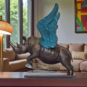 Up, Up and Away Rhino (Bronze Sculpture)