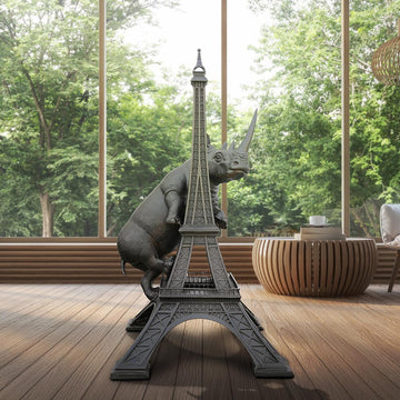 The Huge Rhino Loved the Eiffel Tower (Bronze Sculpture, Mid-Size)