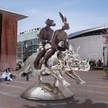 Rhino Flying High (Bronze Sculpture)
