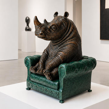 Rhino Sat with Hope (Bronze Sculpture, Small)
