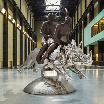 Rhino Flying High (Bronze Sculpture)