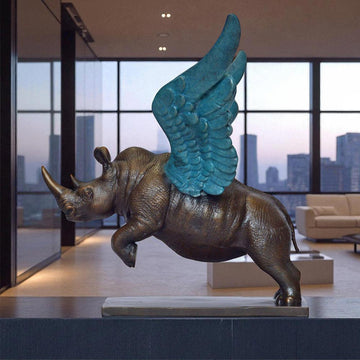 Up, Up and Away Rhino (Bronze Sculpture)
