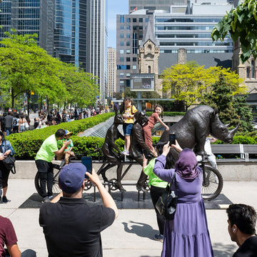He Was on a Ride to a Safer Place with Rabbitwoman and Dogman (Bronze Sculpture)