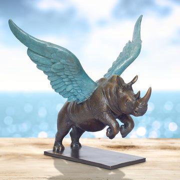 Up, Up and Away Rhino (Bronze Sculpture)