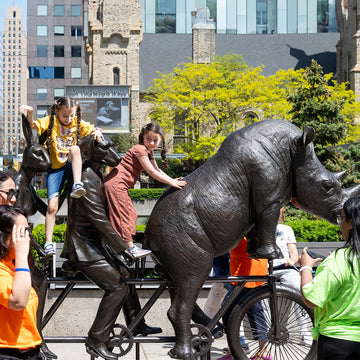 He Was on a Ride to a Safer Place with Rabbitwoman and Dogman (Bronze Sculpture)