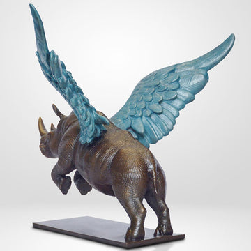 Up, Up and Away Rhino (Bronze Sculpture)